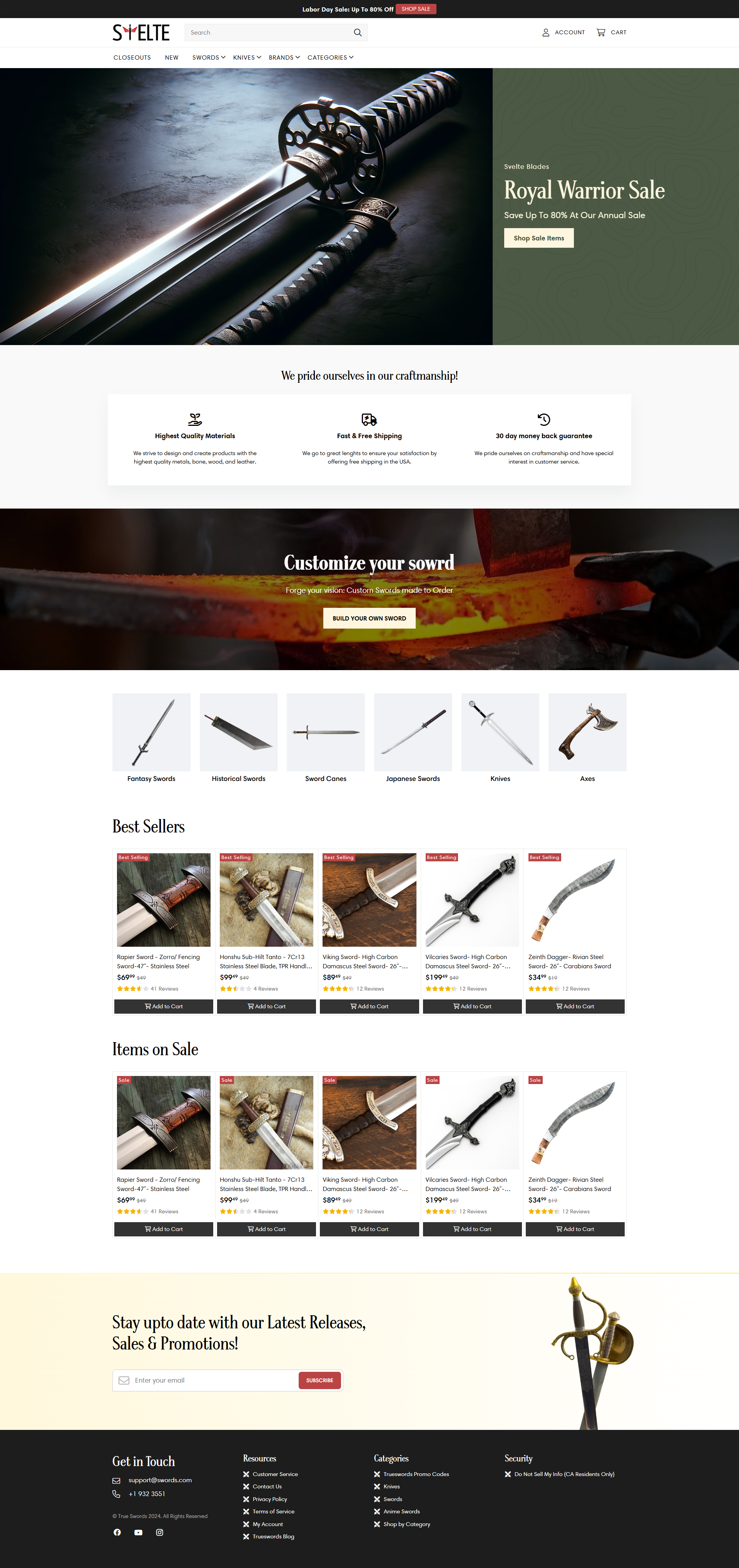 SvelteBlades landing page